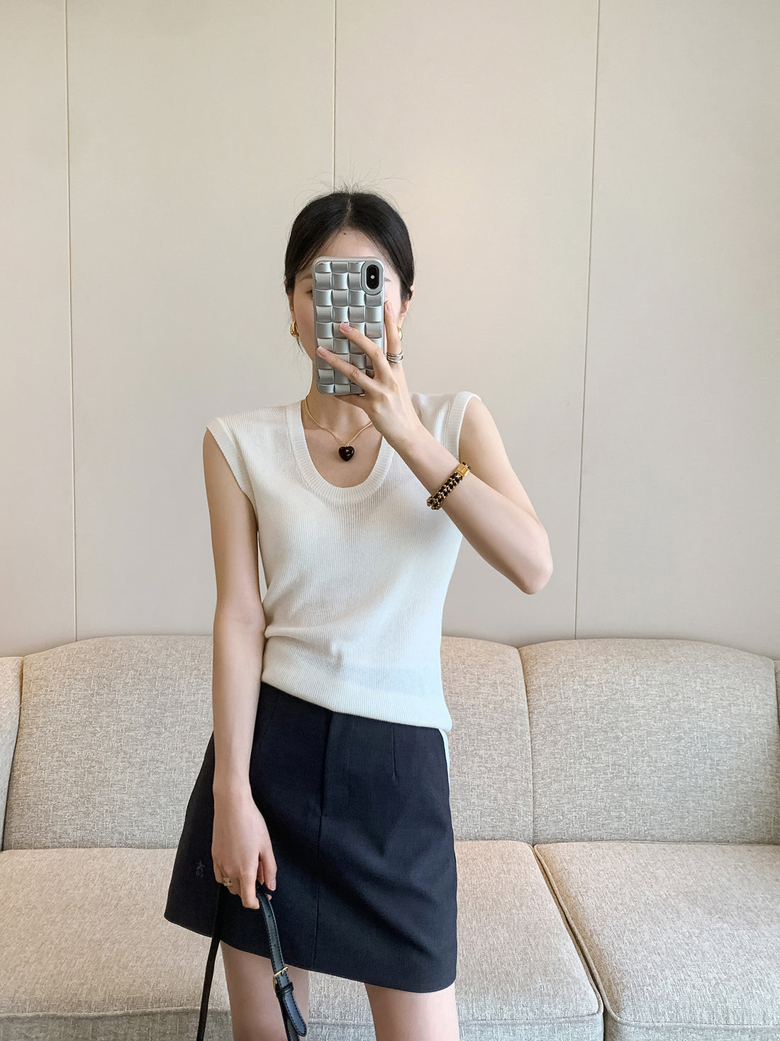 Chân váy A lưng cao - chất liệu Nano Polyester cao cấp, nữ tính lịch sự nơi công sở